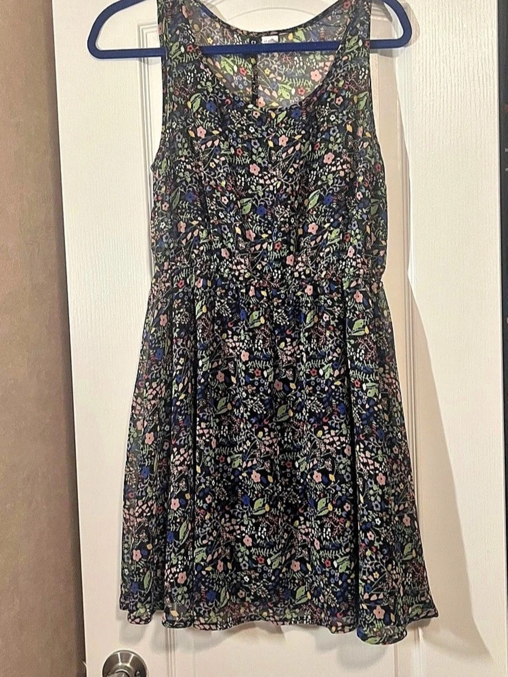 H&M Floral Mini Dress in Black & Multicolor 8 Like New